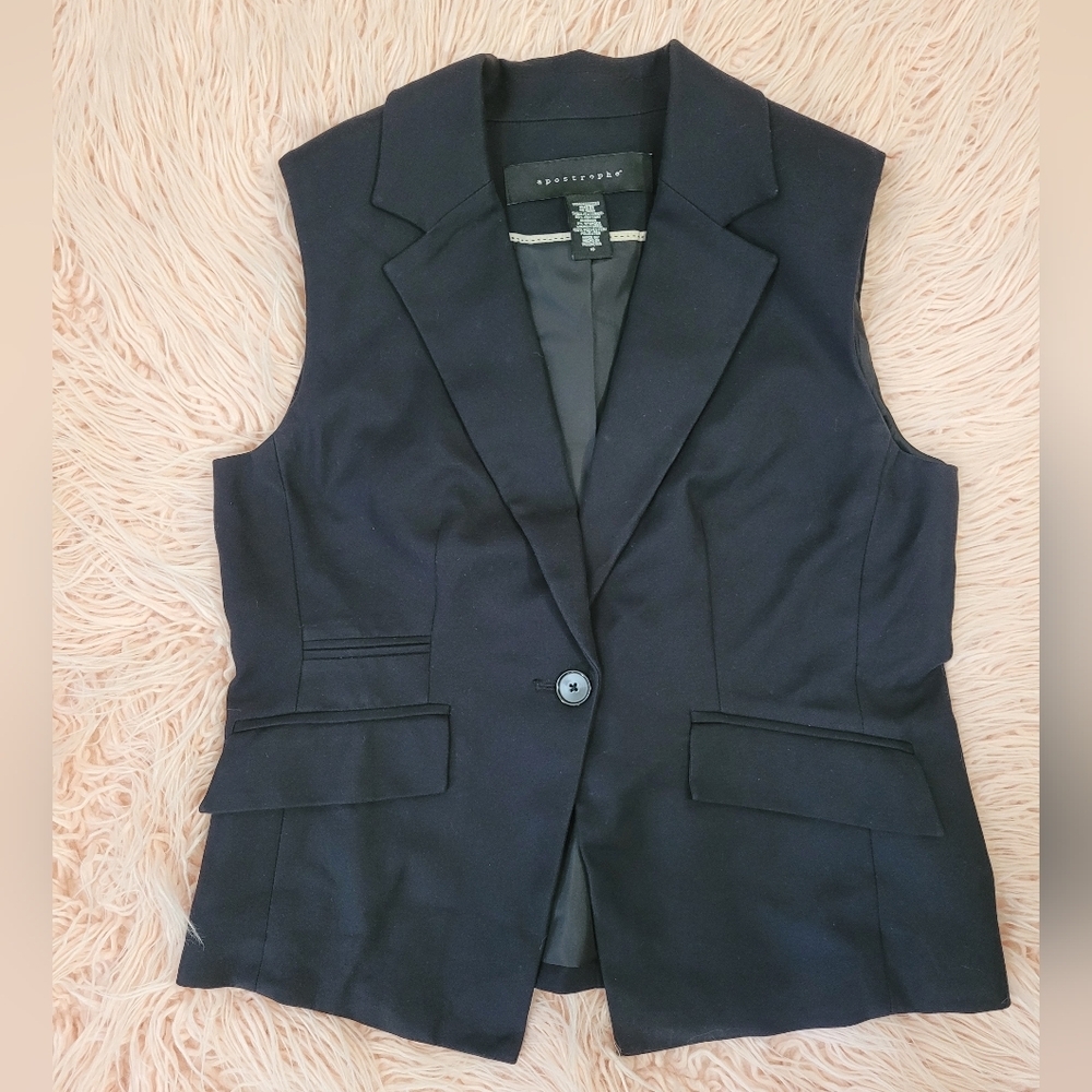 Apostrophe Black Sleeveless Blazer Vest
